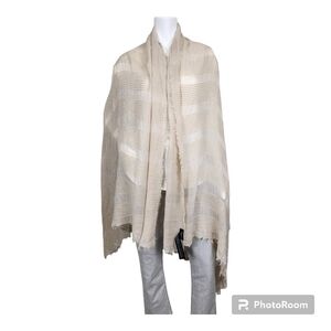 Zara Beige Raw Hem Shawl Scarf 38 x 81